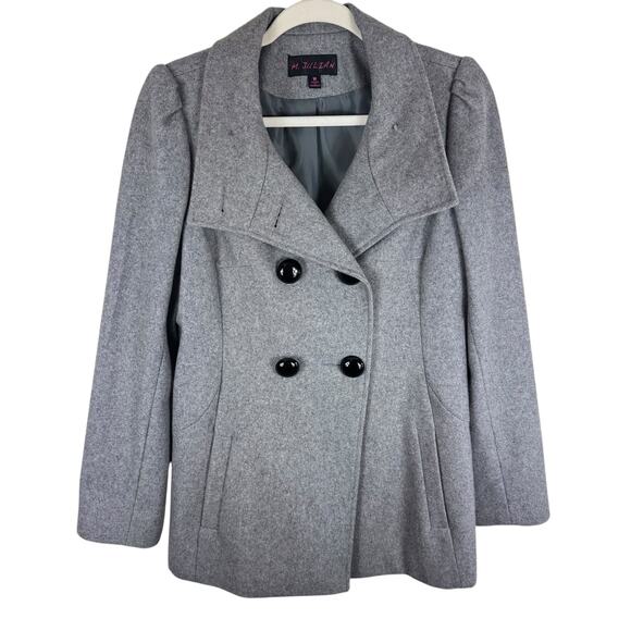 M. Julian Gray Double Breasted Collared Line Button Up Wool Pea Coat Size M - Picture 1 of 8